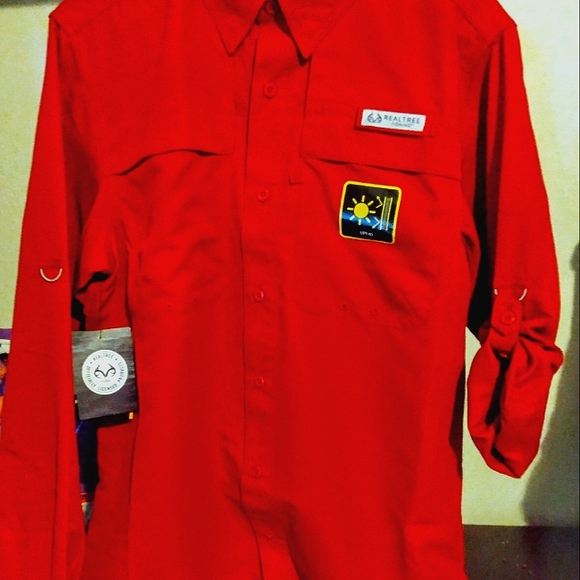 REALTREE MEN'S fishing shirt L/S sleeve brick red. - Picture 1 of 6